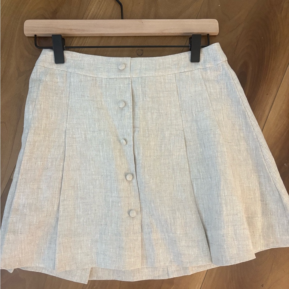 Reformation Tan Cream Mini Skater Skirt